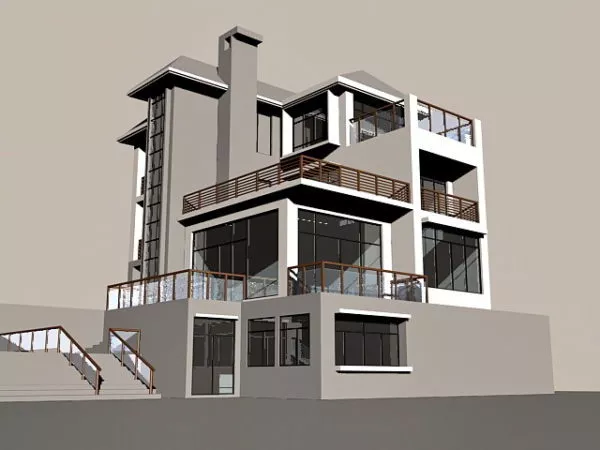 Simple Villa Modernism Architecture Building 3d model