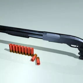 Shotgun And Shells 3d model