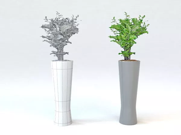 Tall White Vase Plant 3d model Tall White Vase Plant 3d model