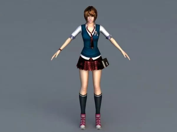 Anime High School Girl Rig 3d model Anime High School Girl Rig 3d model