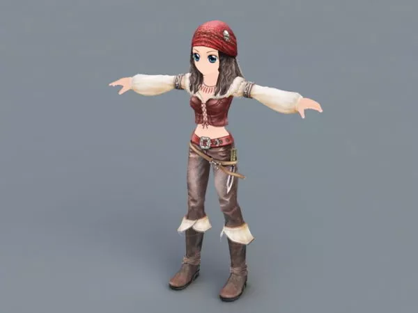 Anime Pirate Girl 3d model Anime Pirate Girl 3d model