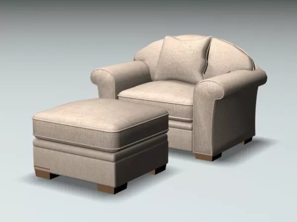 Fabric Armchair And Ottoman 3d model Fabric Armchair And Ottoman 3d model
