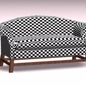 Plaid Settee Sofa 3d model
