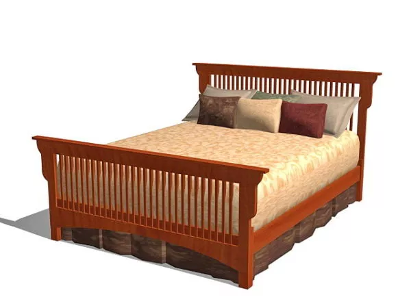Vintage Mission Bed 3d model Vintage Mission Bed 3d model