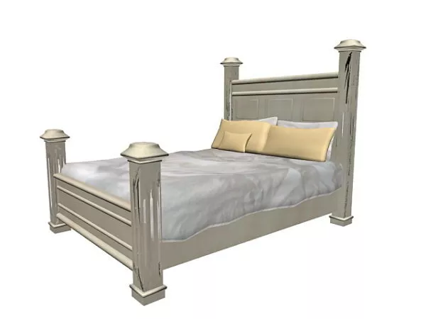 4 Poster Wooden Bed 3d model 4 Poster Wooden Bed 3d model
