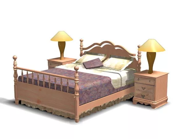 Antique Wooden Bedroom 3d model Antique Wooden Bedroom 3d model