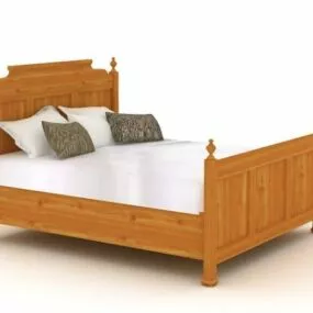 Antique Wood Bed 3d model