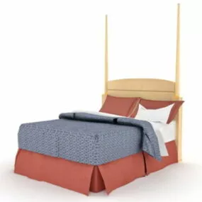 Vintage Wood Bed 3d model