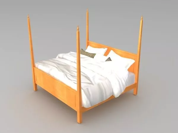 Modern Wood Four Poster Bed 3d model Modern Wood Four Poster Bed 3d model