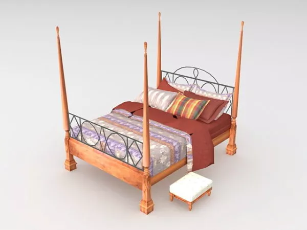 Traditional Four Poster Bed 3d model Traditional Four Poster Bed 3d model