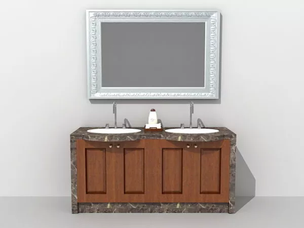 Vintage Bath Vanity With Mirror 3d model Vintage Bath Vanity With Mirror 3d model