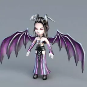 Female Demon With Wings 3d model