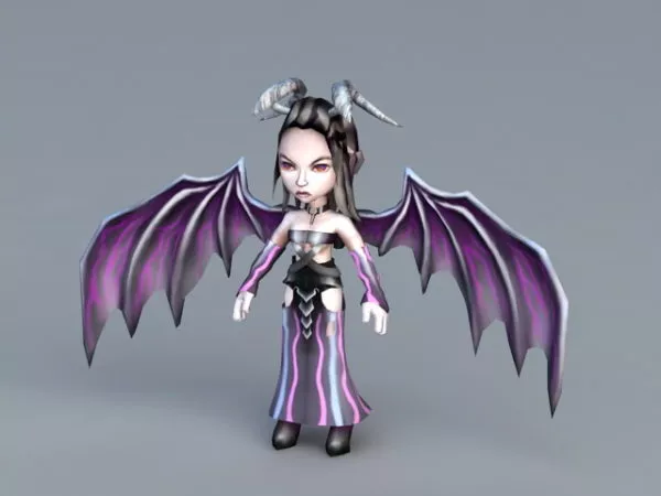 Female Demon With Wings 3d model Female Demon With Wings 3d model