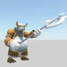 Minotaur Cartoon Character Rig 3d model