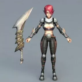Red Hair Elf Girl Warrior 3d model