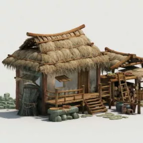 Antique Thatched Cottage 3d model