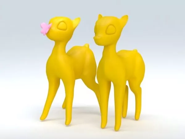Cartoon Fawn Couple 3d model Cartoon Fawn Couple 3d model