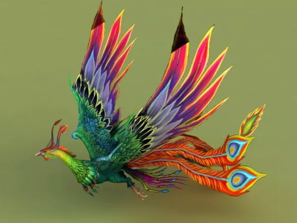 Rainbow Phoenix Animated & Rig 3d model Rainbow Phoenix Animated & Rig 3d model