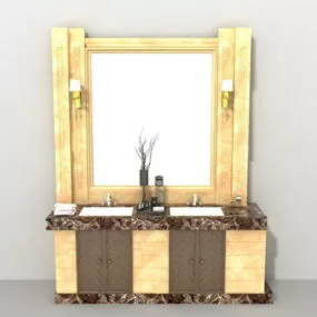 Yellow Bathroom Vanity 3d model