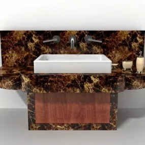 Black Marble Bathroom Vanity 3d model