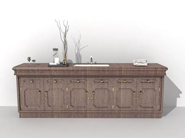 Retro Wood Bathroom Vanity 3d model Retro Wood Bathroom Vanity 3d model