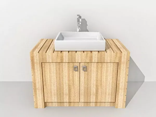 Dark Stone Basin With Sink 3d model