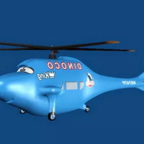 Blue Cartoon Helicopter 3d model