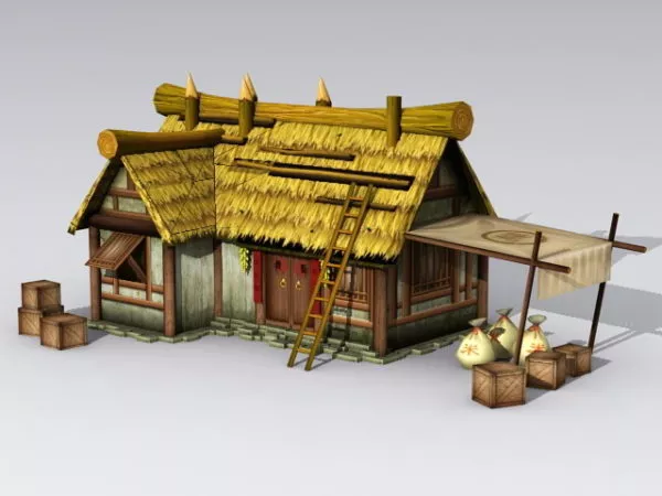 Rustic Cottage Abandoned House 3d model