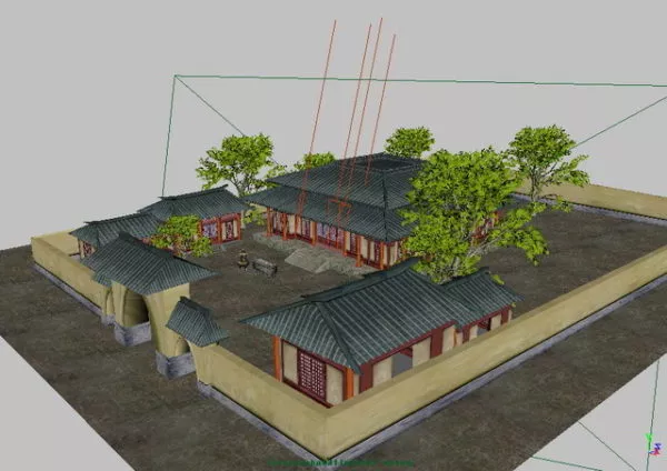 Traditional Chinese Courtyard House Free 3d Model - .Ma, Mb - Open3dModel