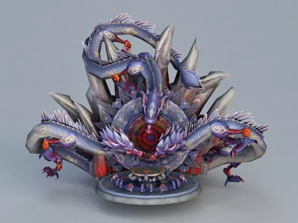 Red Dragon Animated With Rig 3d model