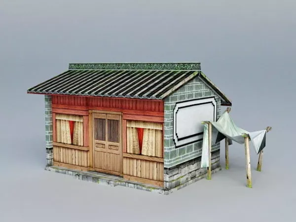 Rustic Cottage Abandoned House 3d model