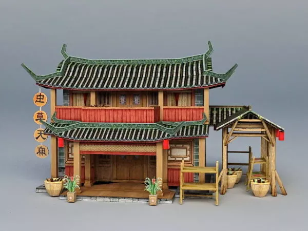 Tropical Restaurant Building 3d model