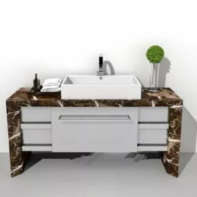Marble Bathroom Vanity With Vessel Sink 3d model