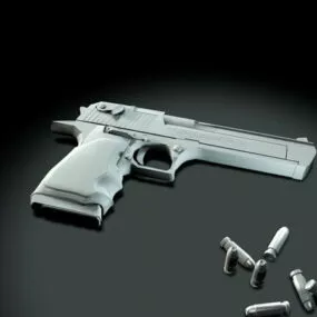 Desert Eagle And Bullets 3d model