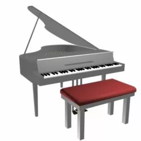 White Grand Piano 3d model