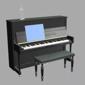 Upright Piano And Bench 3d model