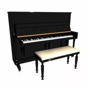Upright Piano And Bench 3d model