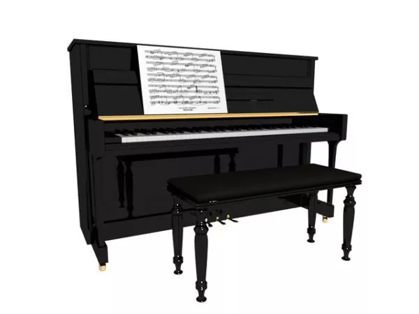 Upright Piano With Bench And Sheet Music 3d model Upright Piano With Bench And Sheet Music 3d model