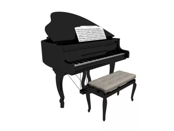 Grand Piano With Bench And Music Score 3d model Grand Piano With Bench And Music Score 3d model