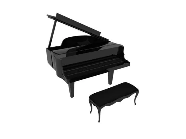 Grand Piano And Bench 3d model Grand Piano And Bench 3d model