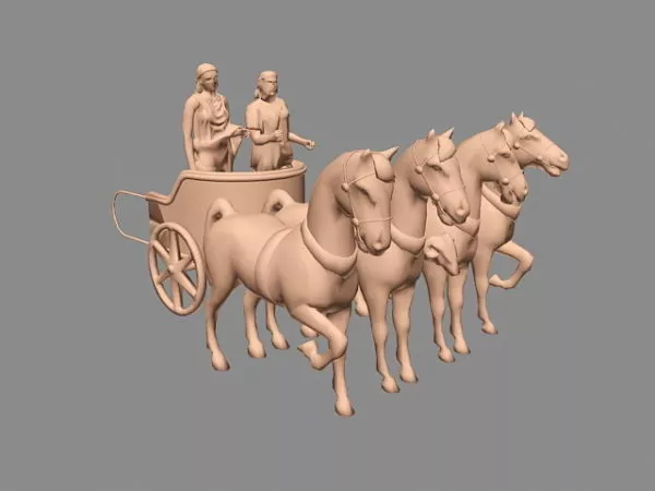 Chariot Drawn By Horses 3d model Chariot Drawn By Horses 3d model