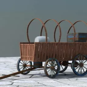 Old Wooden Cart Barrel 3d model