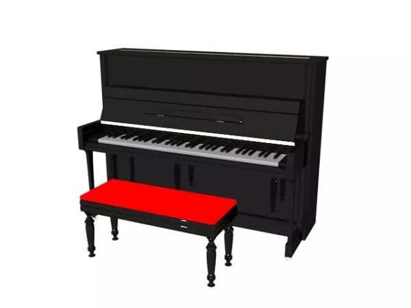 Upright Piano And Bench 3d model Upright Piano And Bench 3d model