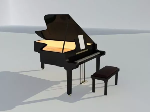 Piano And Bench 3d model Piano And Bench 3d model
