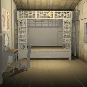 Chinese Bedroom At Night 3d model