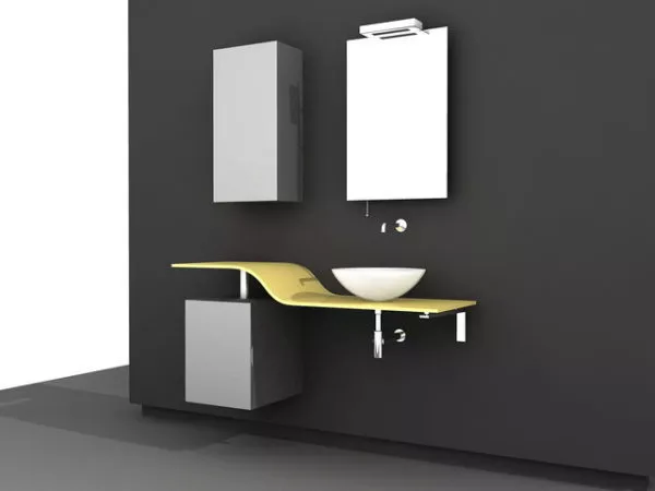 Yellow And Gray Bathroom Vanity 3d model Yellow And Gray Bathroom Vanity 3d model