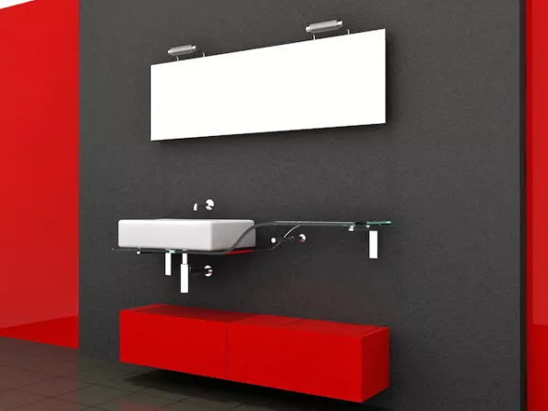 Red Bathroom Vanity Glass Top 3d model Red Bathroom Vanity Glass Top 3d model