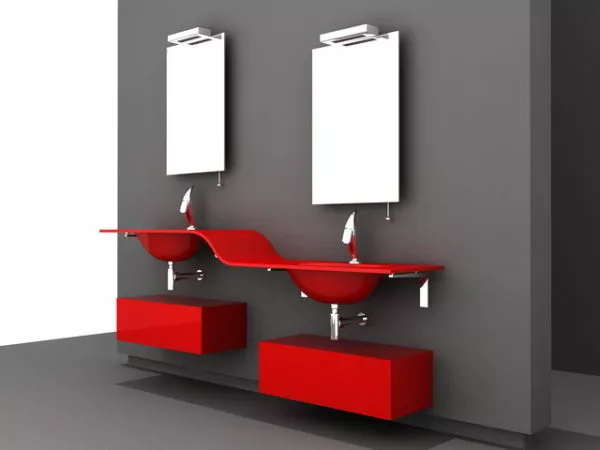 Modern Red Bathroom Vanity 3d model Modern Red Bathroom Vanity 3d model