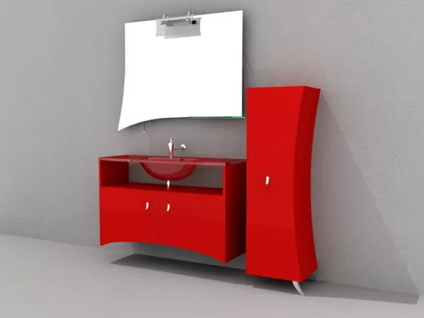 Red Bathroom Vanity Cabinet 3d model Red Bathroom Vanity Cabinet 3d model