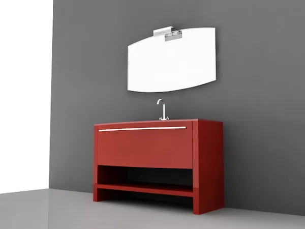 Red Bathroom Vanity 3d model Red Bathroom Vanity 3d model